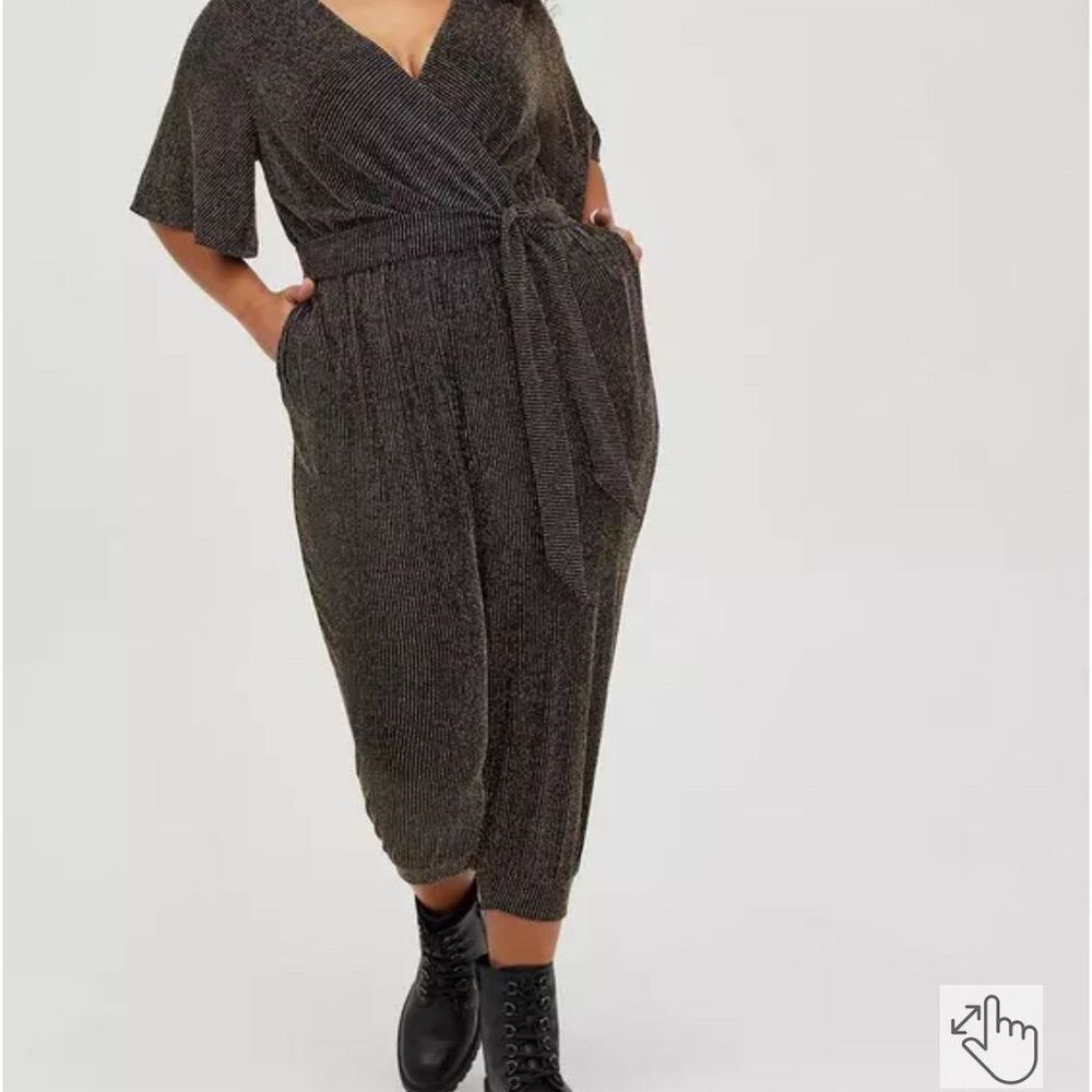 Torrid Plus Size Glitter Knit Surplice Jumpsuit Multicolor Size 2